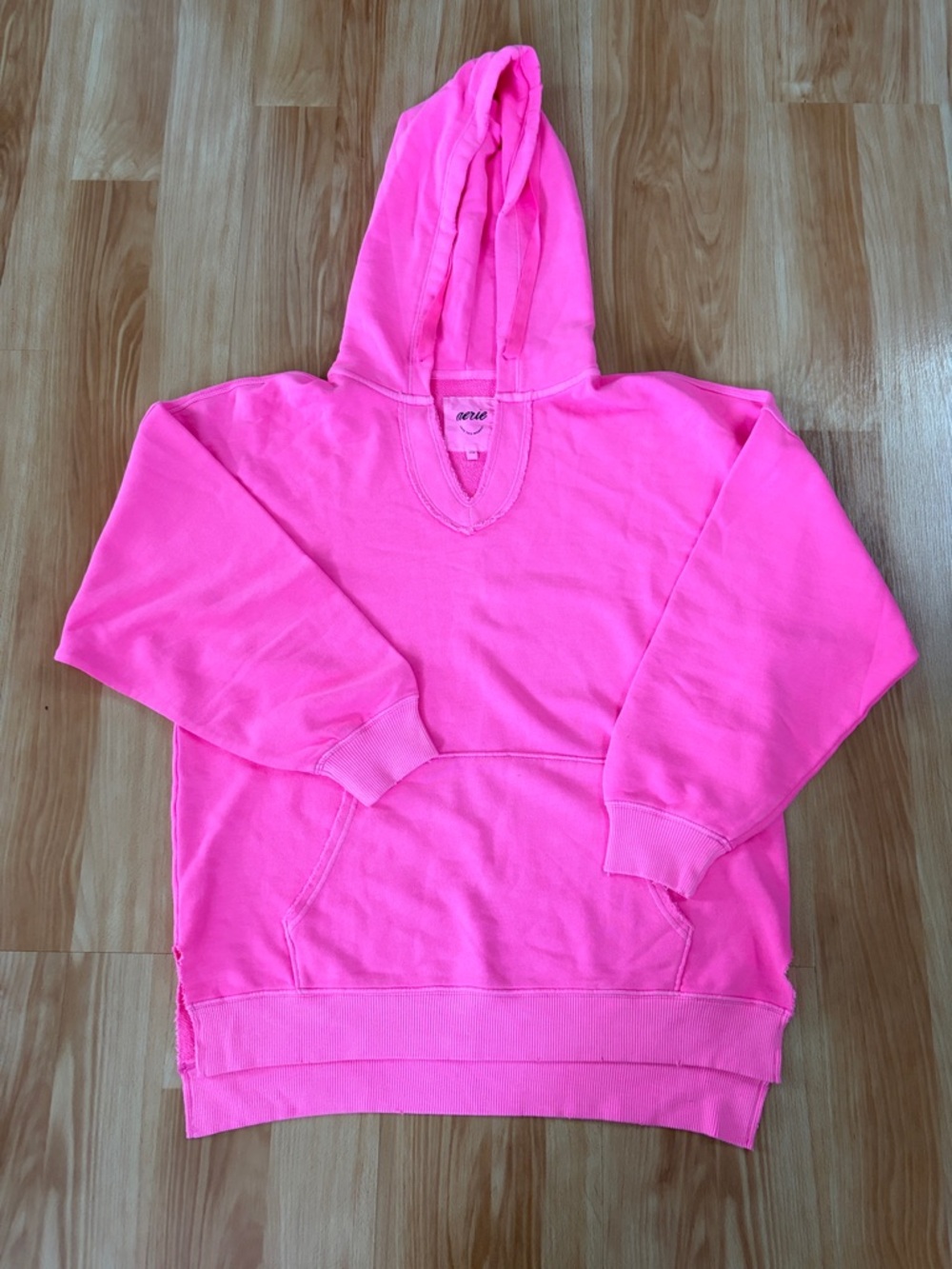 Neon Pink Hooded Pullover Sweatshirt